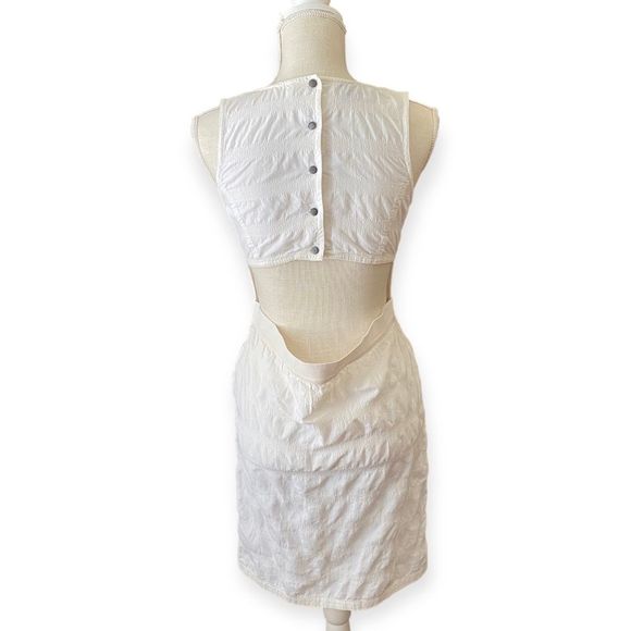 Vintage 80s Off White Cotton Summer Dress with Back Cutout Size 4 - Picture 5 of 13